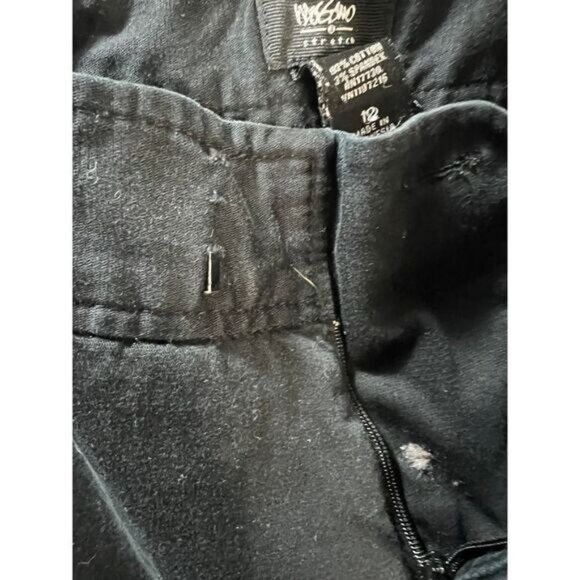 Massimo Black Stretch Capri Pants Womens Size 12 Cotton Blend With Side Tab Deta - Picture 5 of 6